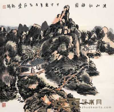 龙瑞 甲申(2004年)作 溪山细雨图 镜心 68×68cm
